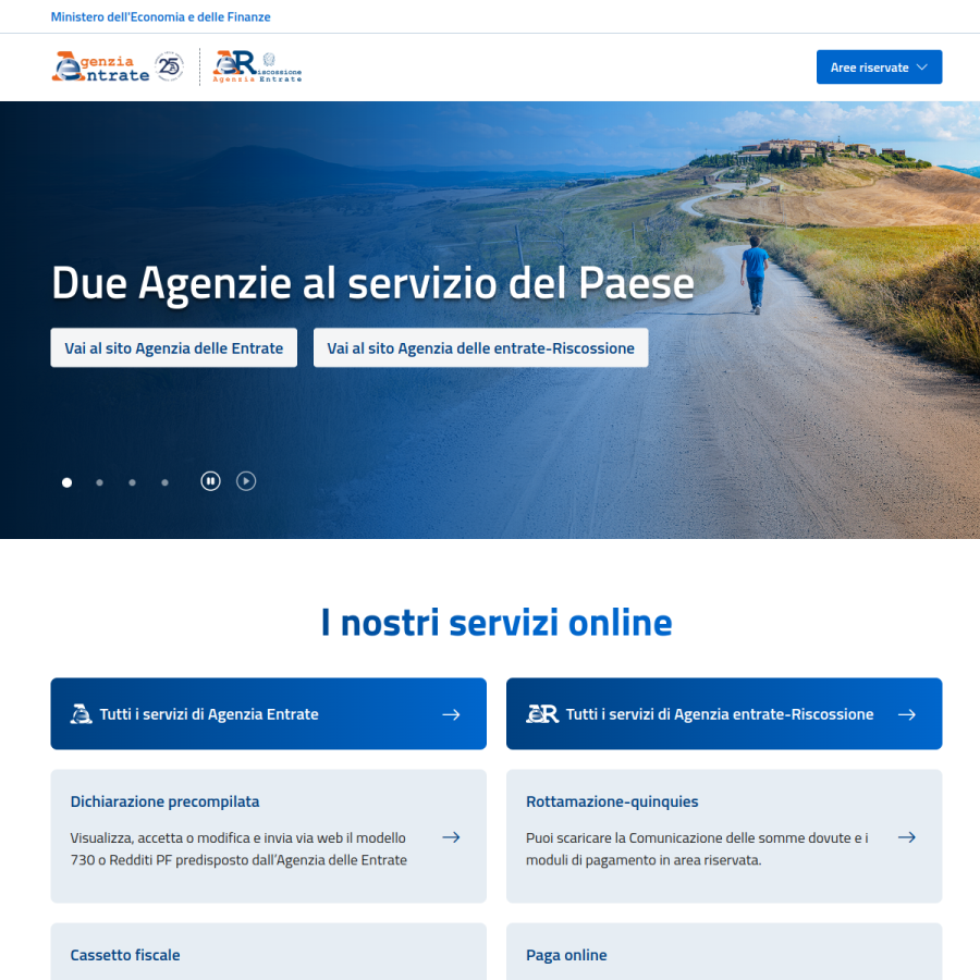 agenziaentrate.gov.it homepage screenshot