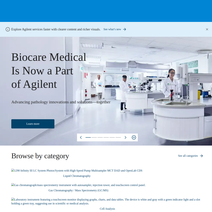 agilent.com homepage screenshot
