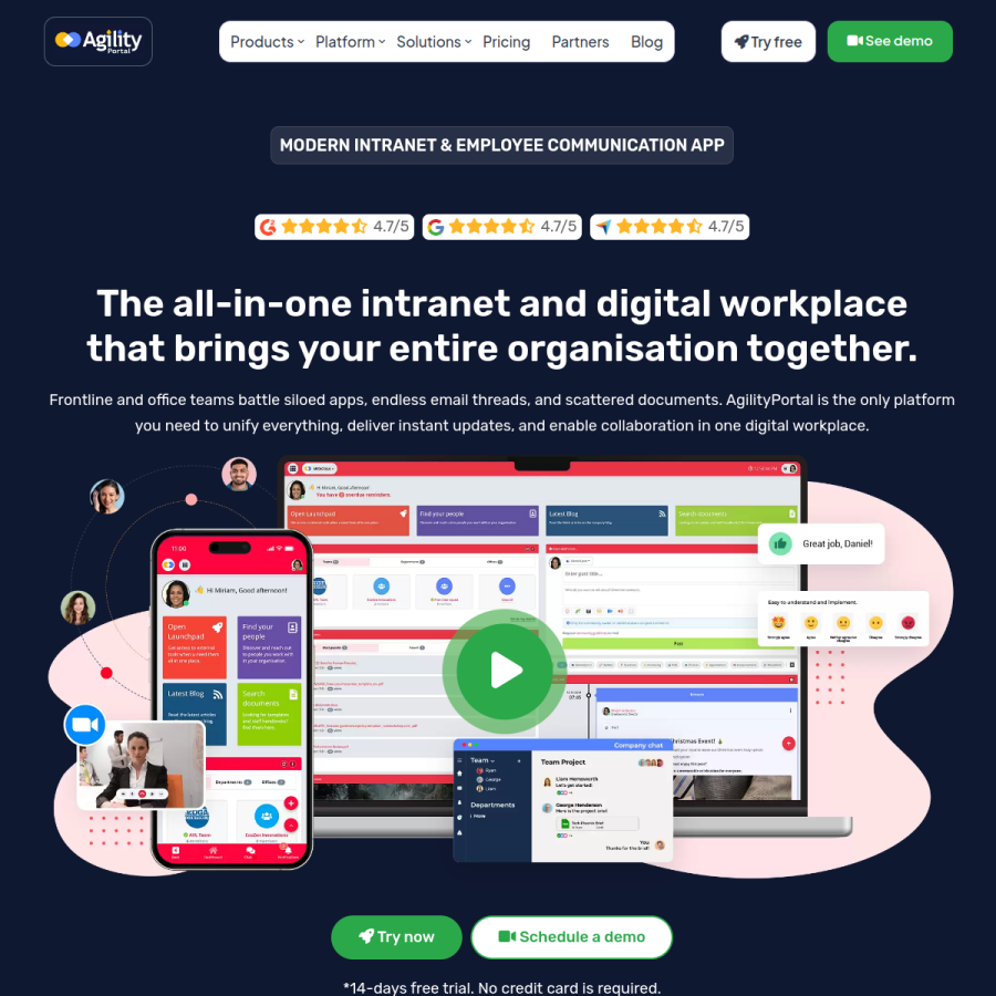 agilityportal.io homepage screenshot