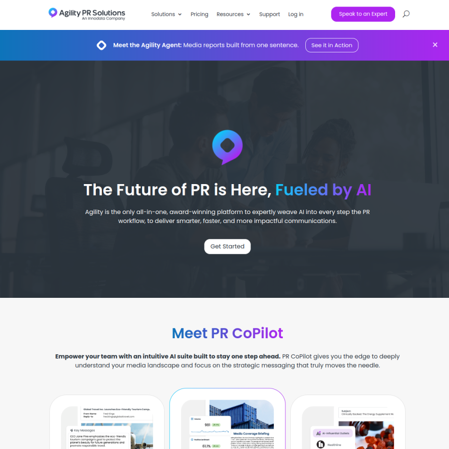 agilitypr.com homepage screenshot