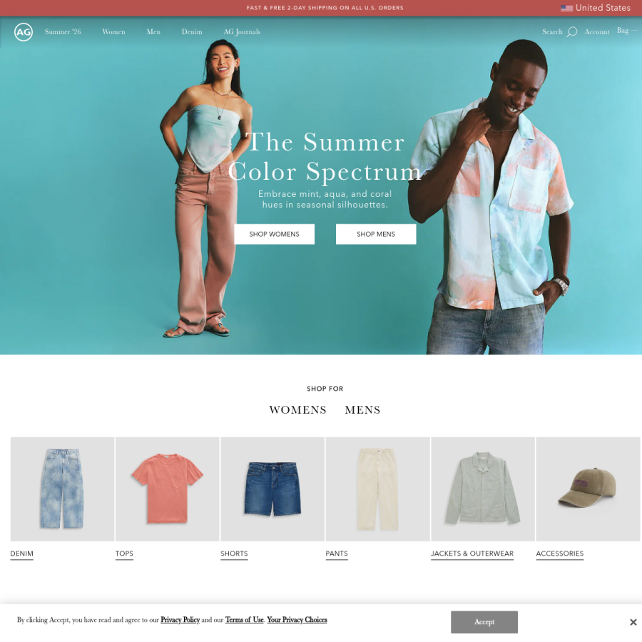 agjeans.com homepage screenshot
