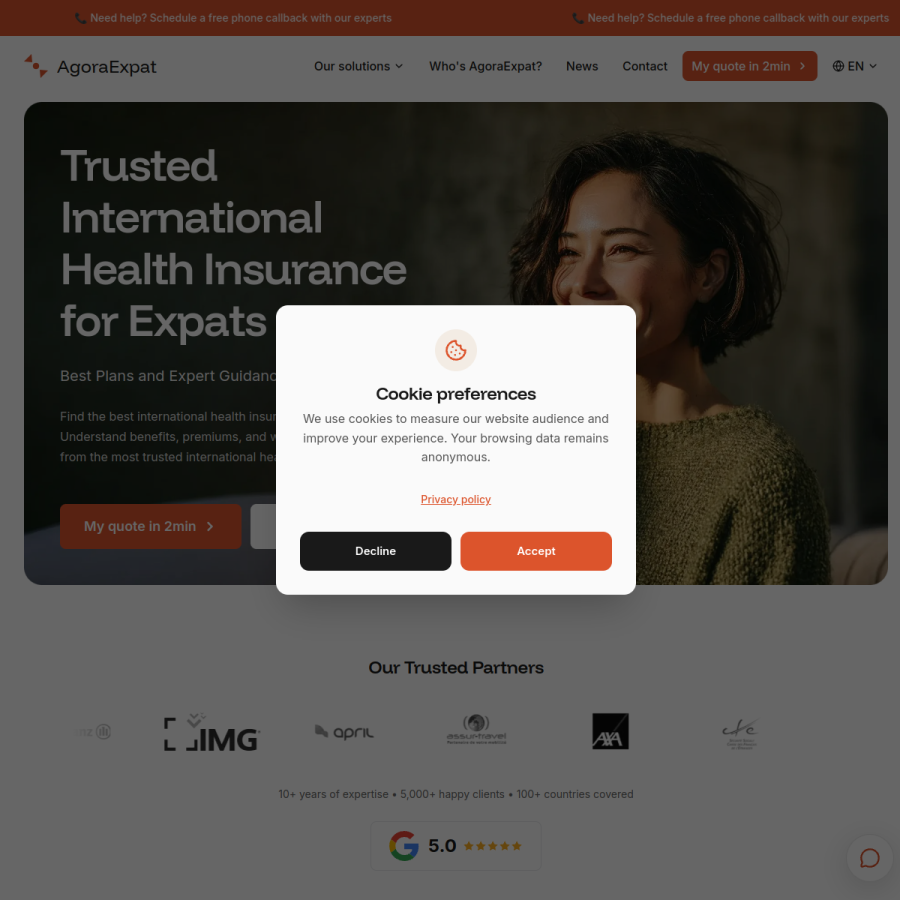 agoraexpat.com homepage screenshot