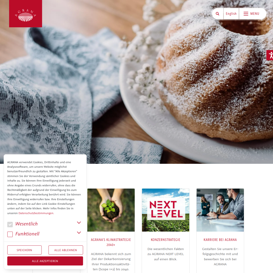 agrana.com homepage screenshot