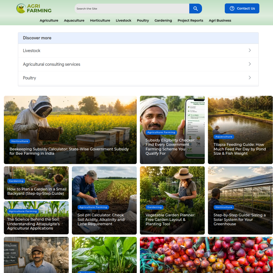 agrifarming.in homepage screenshot