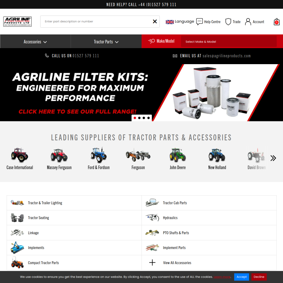 agrilineproducts.com homepage screenshot
