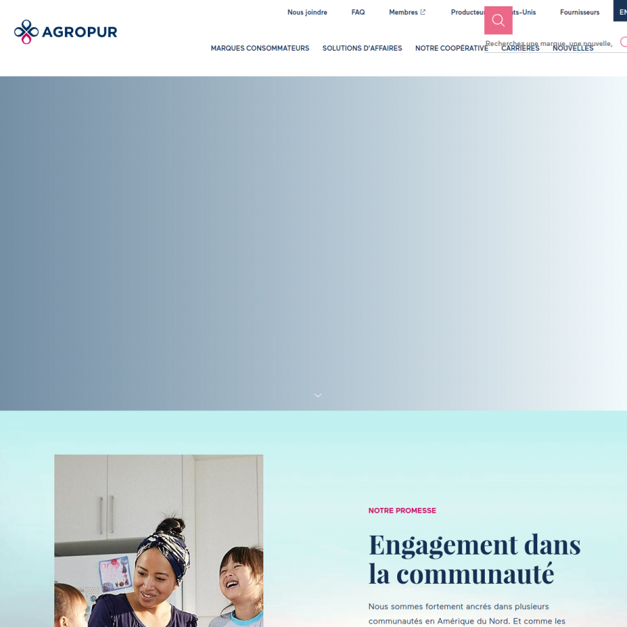 agropur.com homepage screenshot