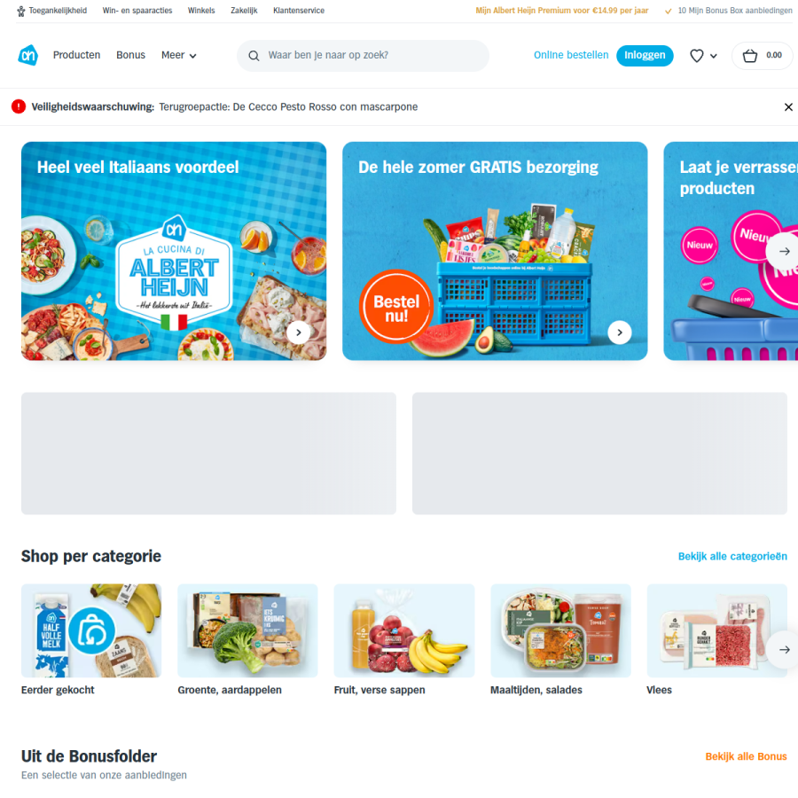 ah.nl homepage screenshot