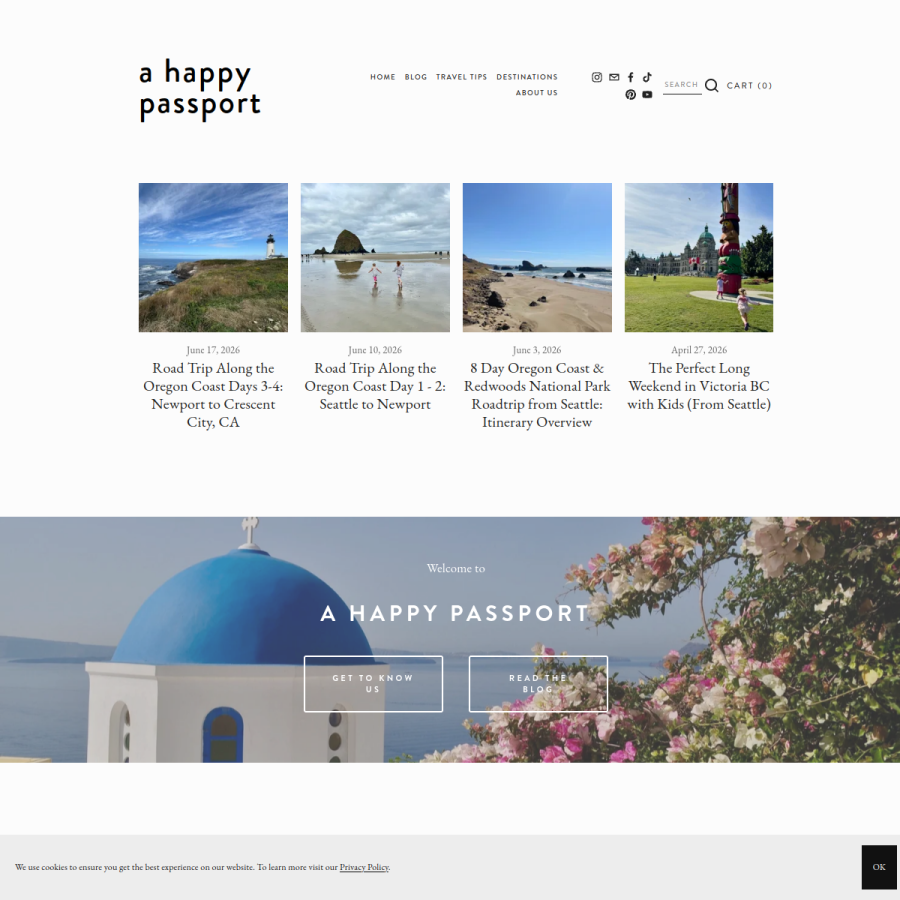 ahappypassport.com homepage screenshot