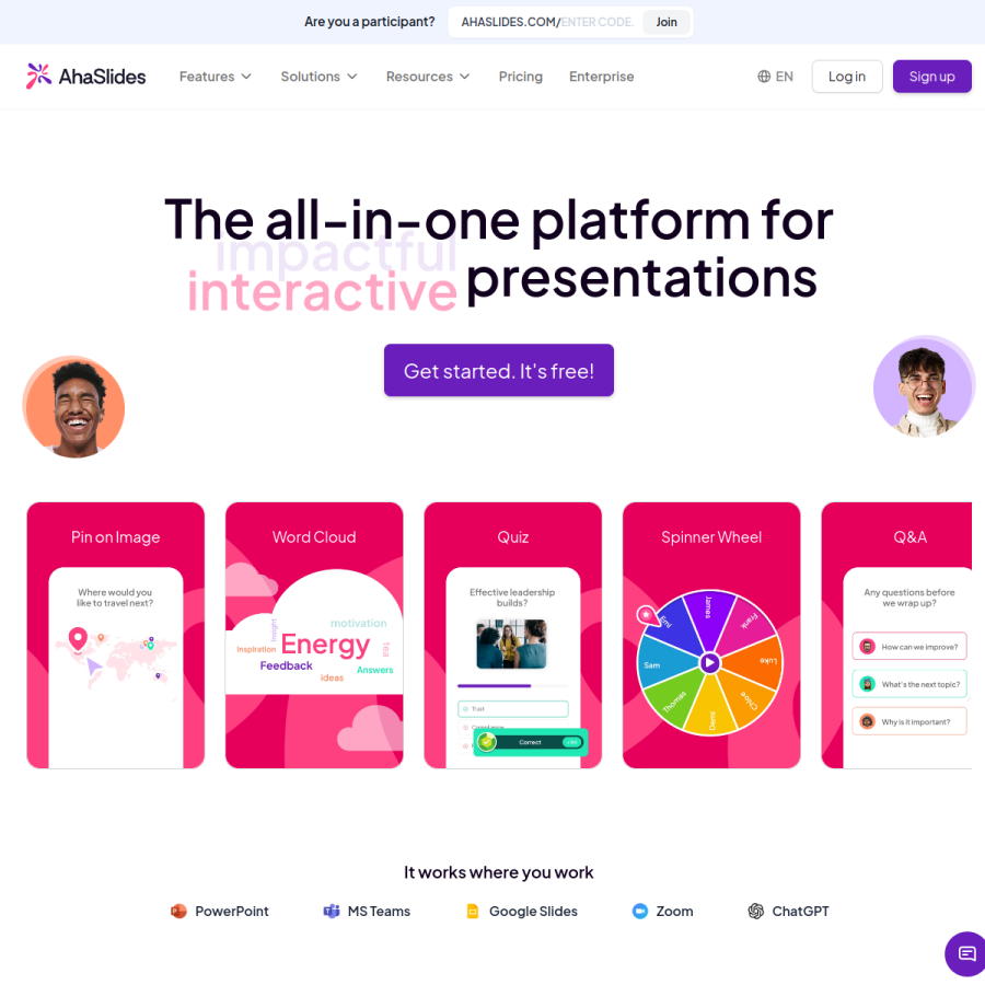 ahaslides.com homepage screenshot