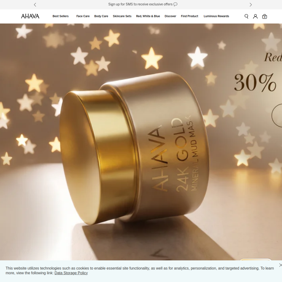 ahava.com homepage screenshot
