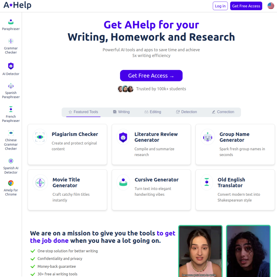 ahelp.com homepage screenshot