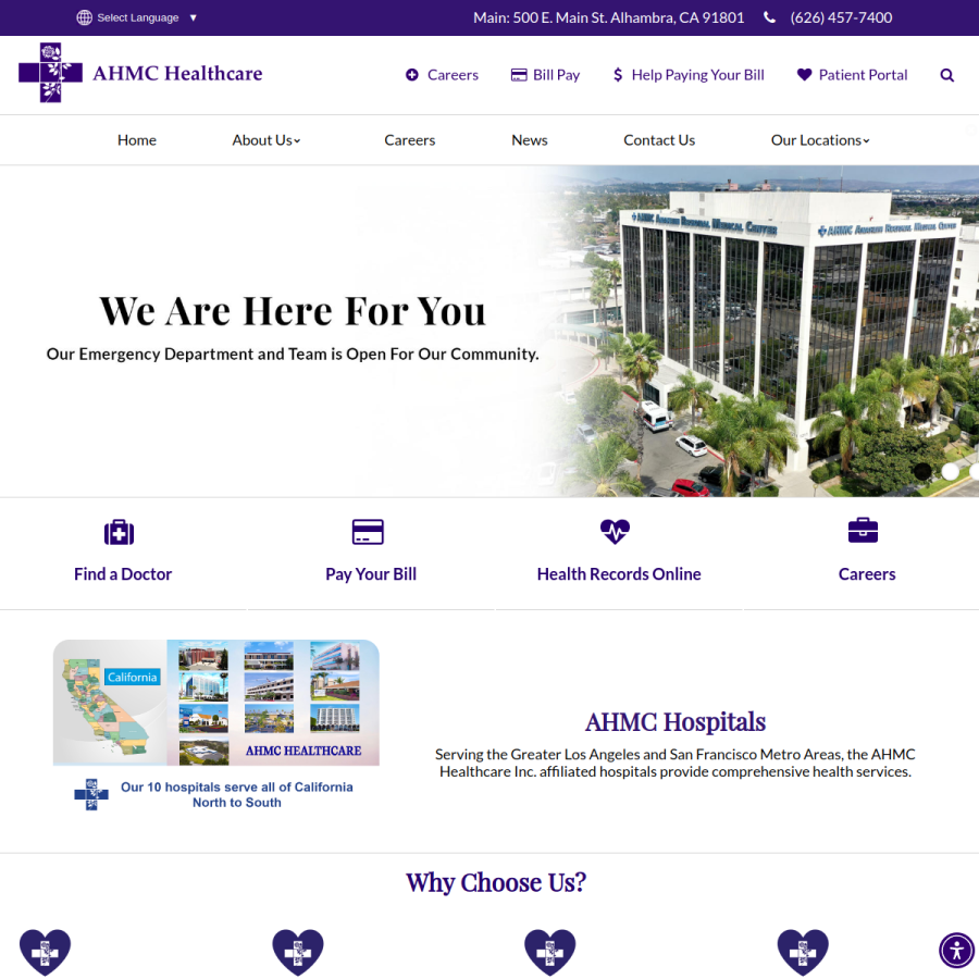 ahmchealth.com homepage screenshot