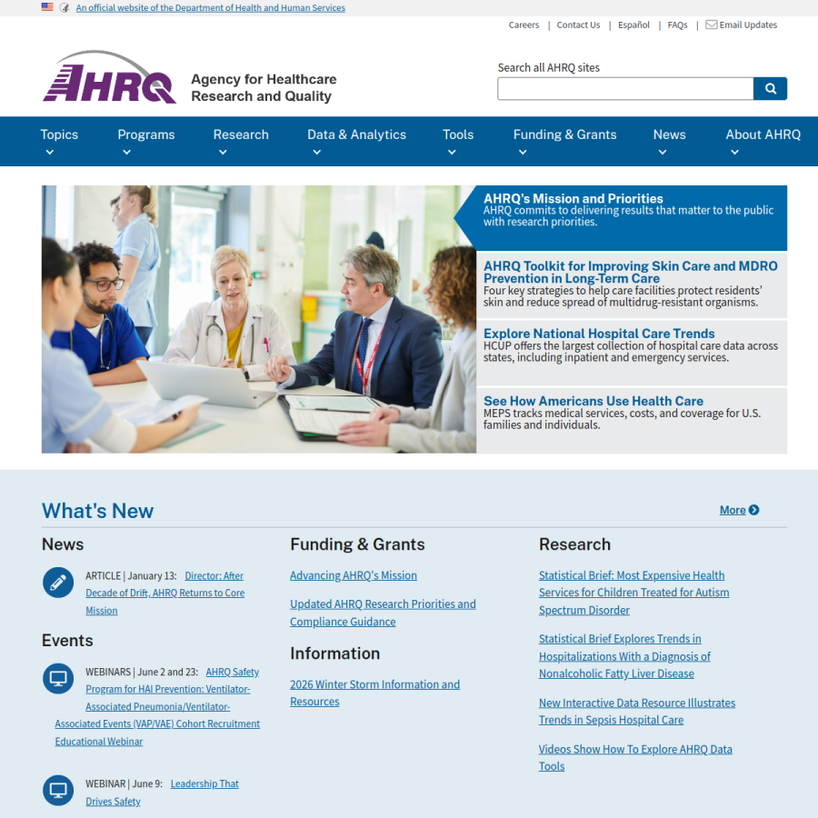 ahrq.gov homepage screenshot