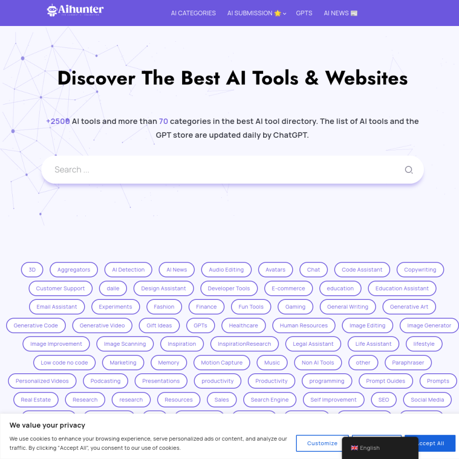 ai-hunter.io homepage screenshot