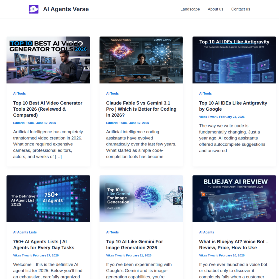 aiagentsverse.com homepage screenshot