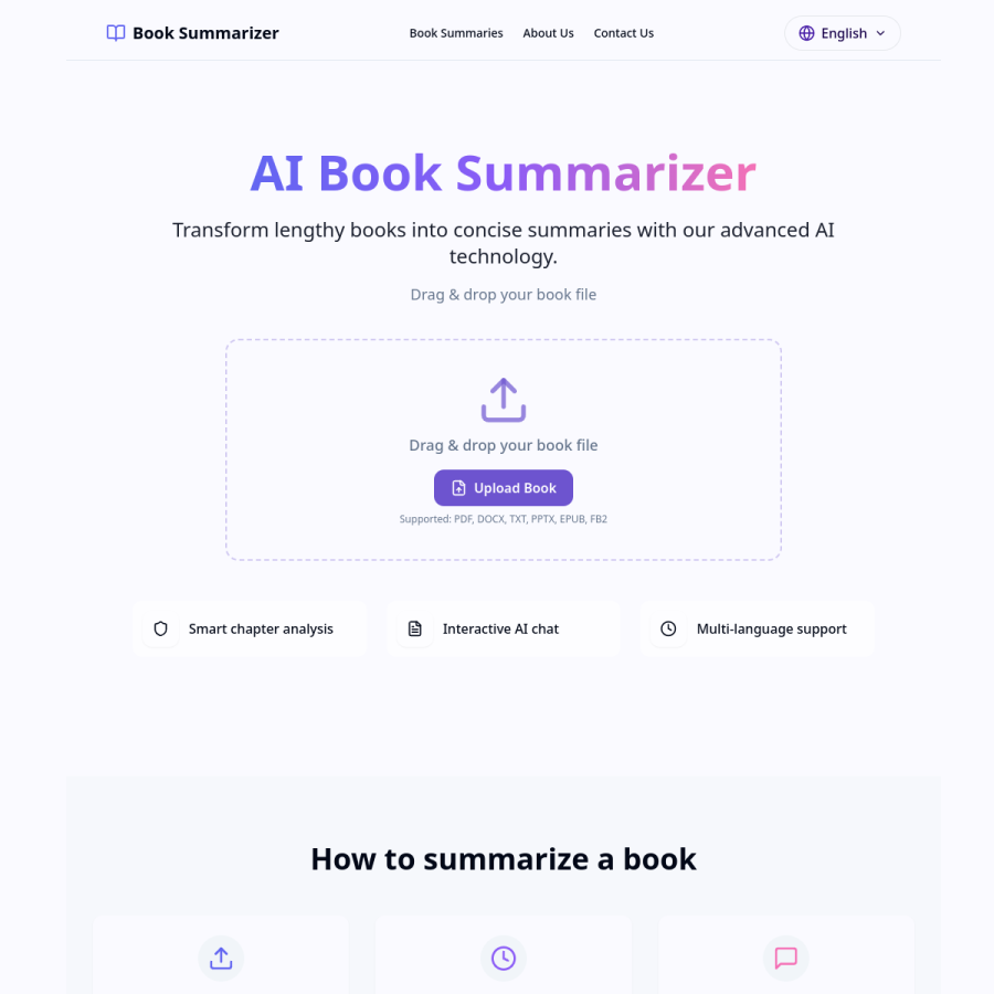 aibooksummarizer.com homepage screenshot