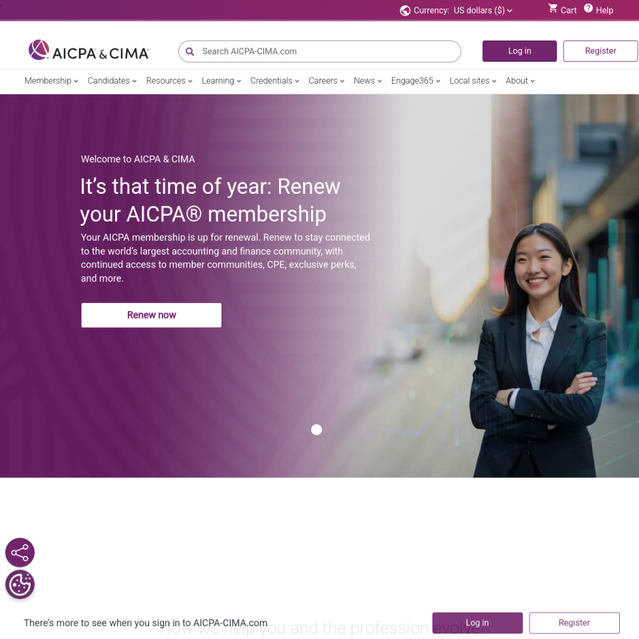 aicpa-cima.com homepage screenshot
