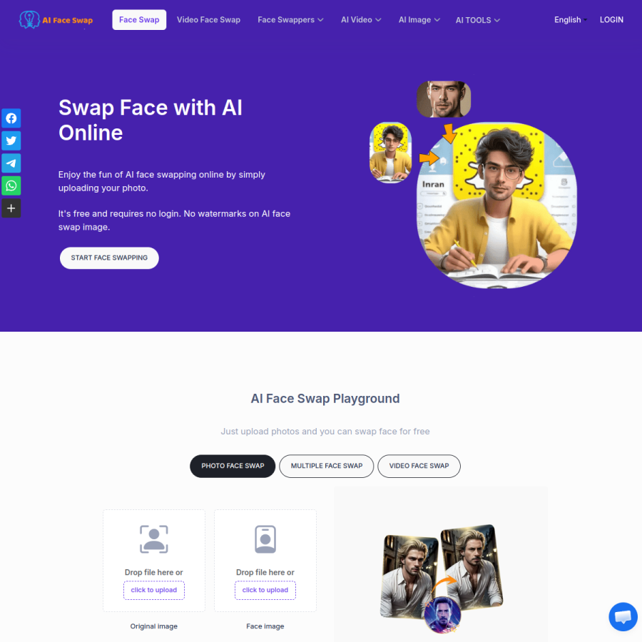aifaceswap.io homepage screenshot
