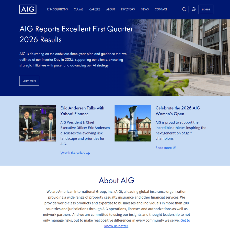 aig.com homepage screenshot