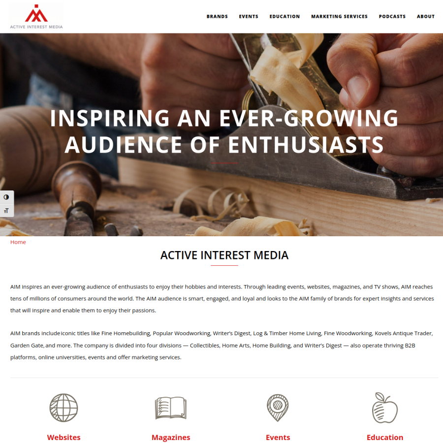 aimmedia.com homepage screenshot
