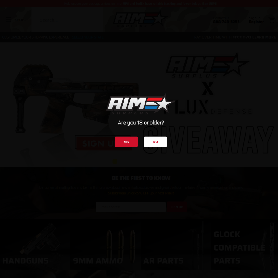 aimsurplus.com homepage screenshot