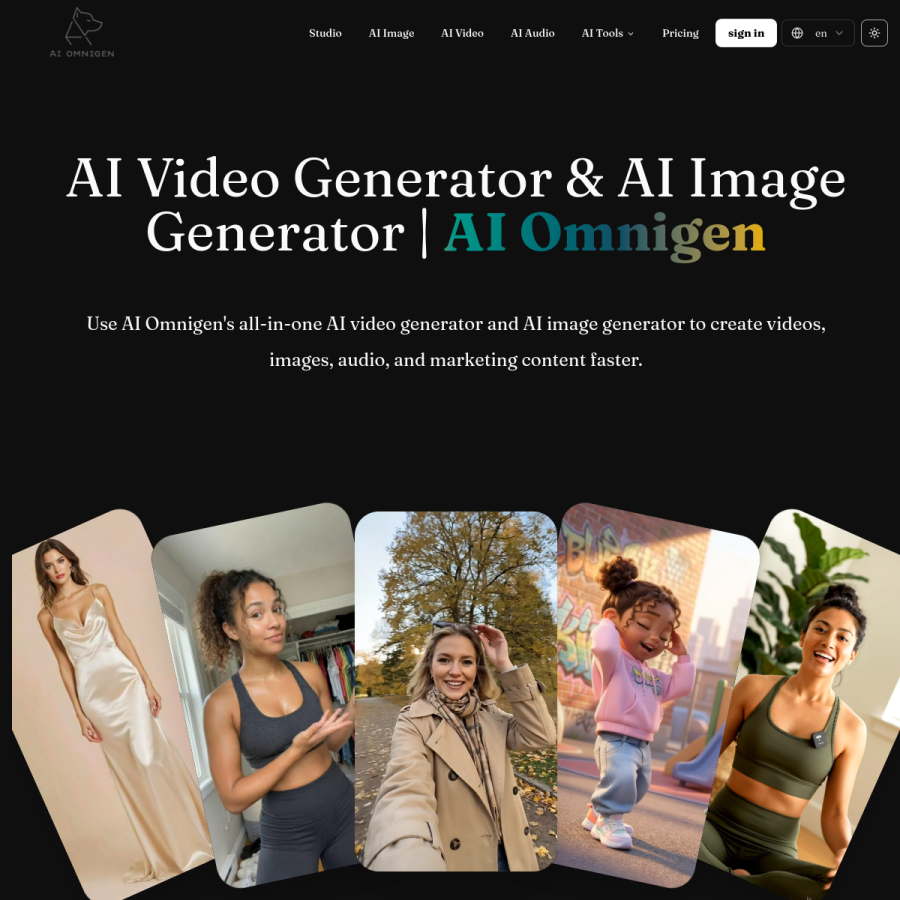 aiomnigen.com homepage screenshot