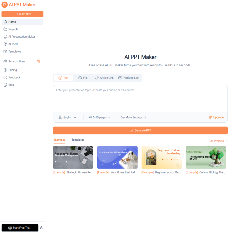 aipptmaker.ai homepage screenshot