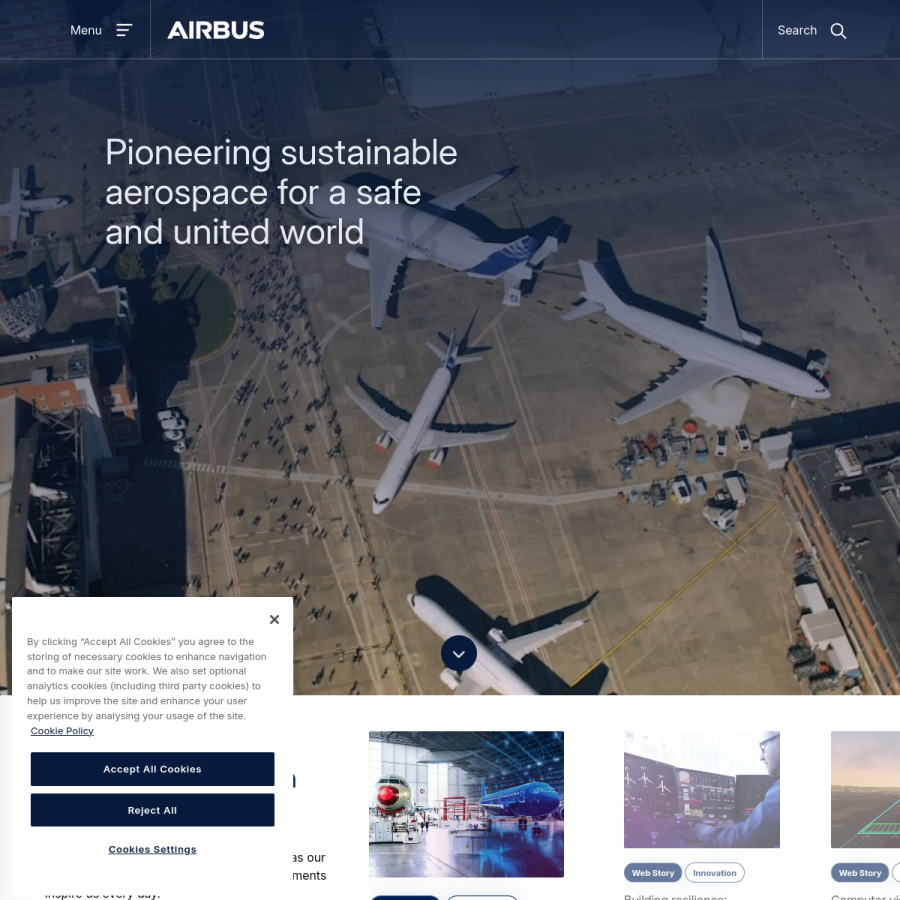 airbus.com homepage screenshot