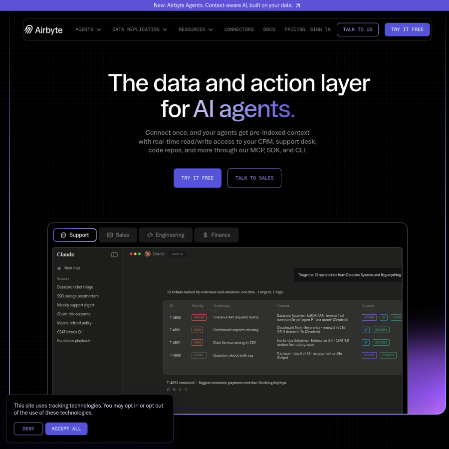 airbyte.com homepage screenshot