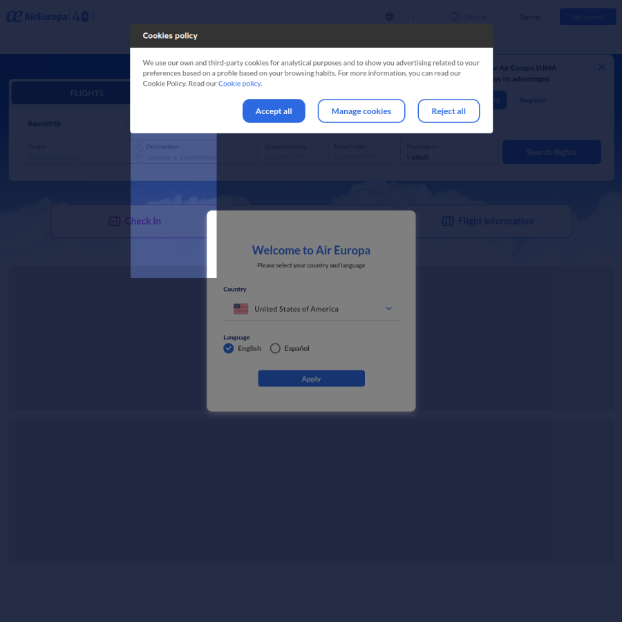 aireuropa.com homepage screenshot