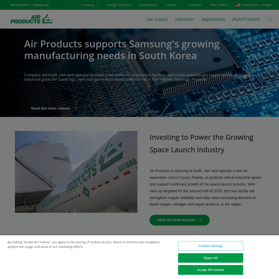 airproducts.com homepage screenshot