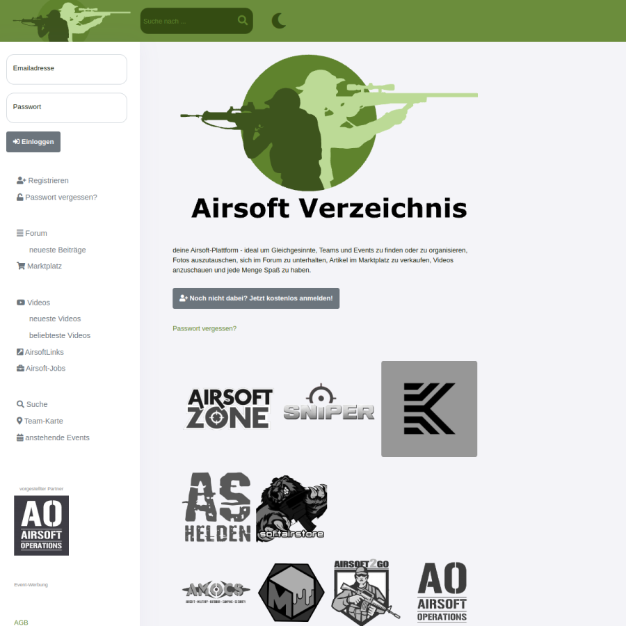 airsoft-verzeichnis.de homepage screenshot