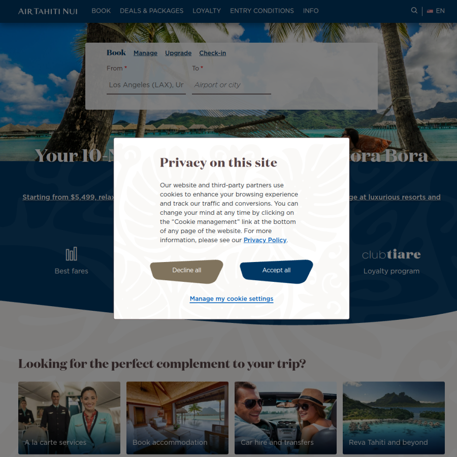 airtahitinui.com homepage screenshot