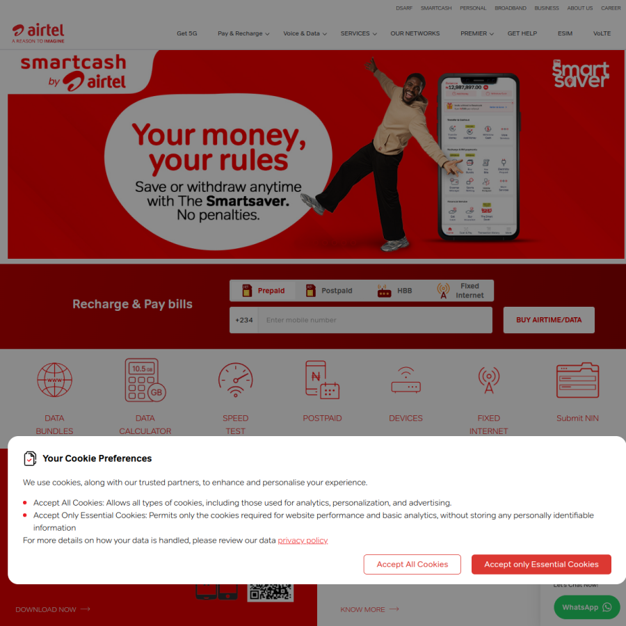 airtel.com.ng homepage screenshot