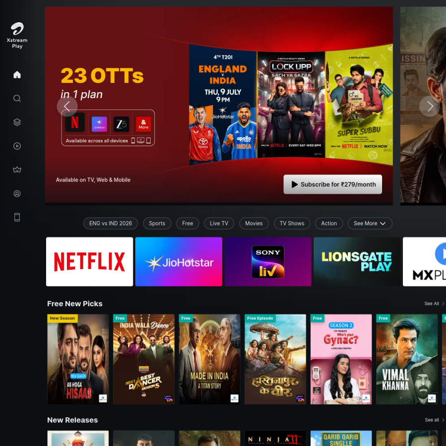 airtelxstream.in homepage screenshot