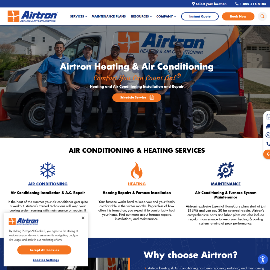 airtron.com homepage screenshot