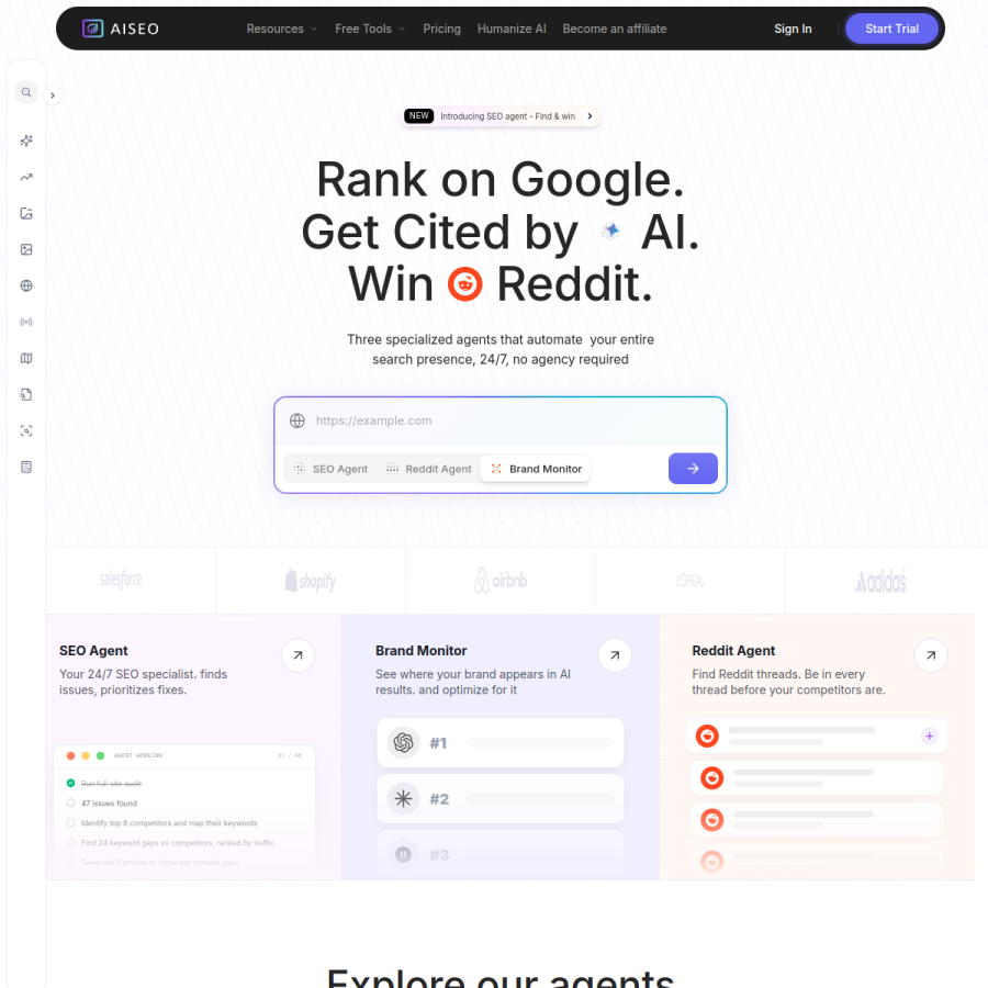 aiseo.ai homepage screenshot