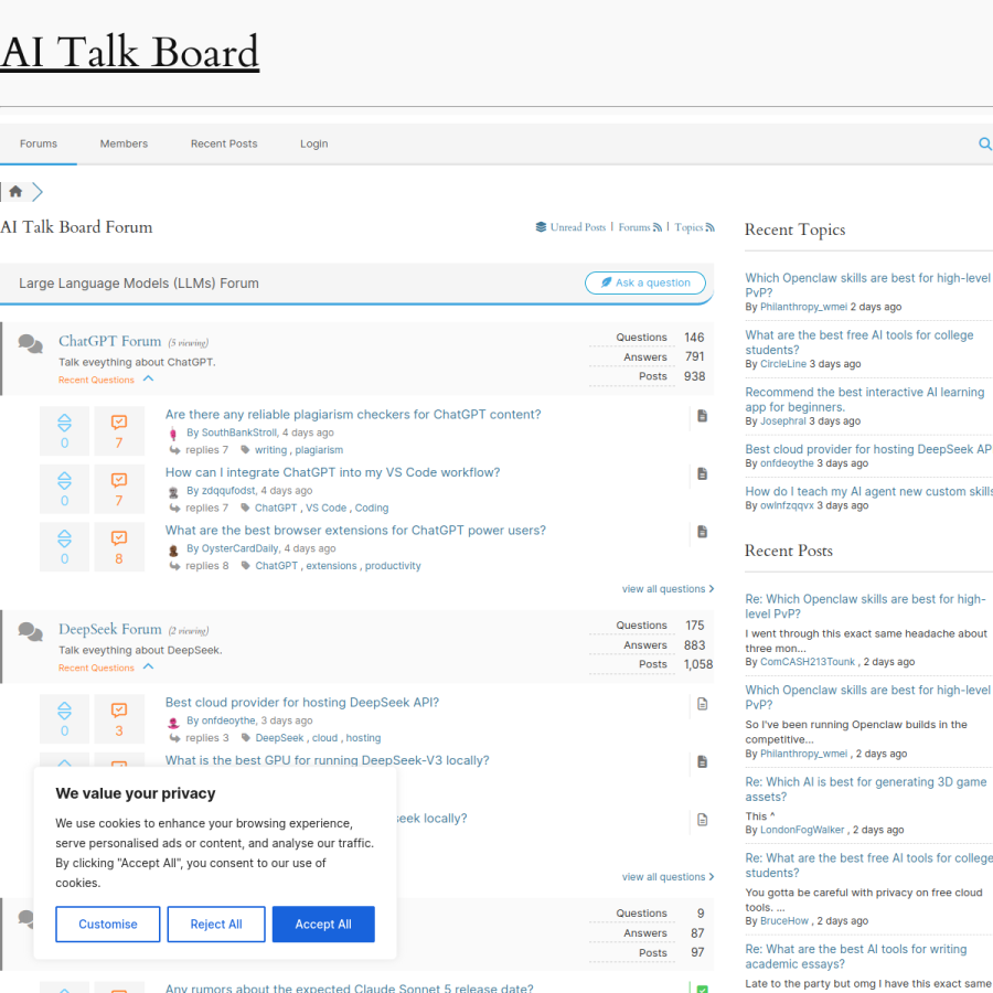 aitalkboard.com homepage screenshot