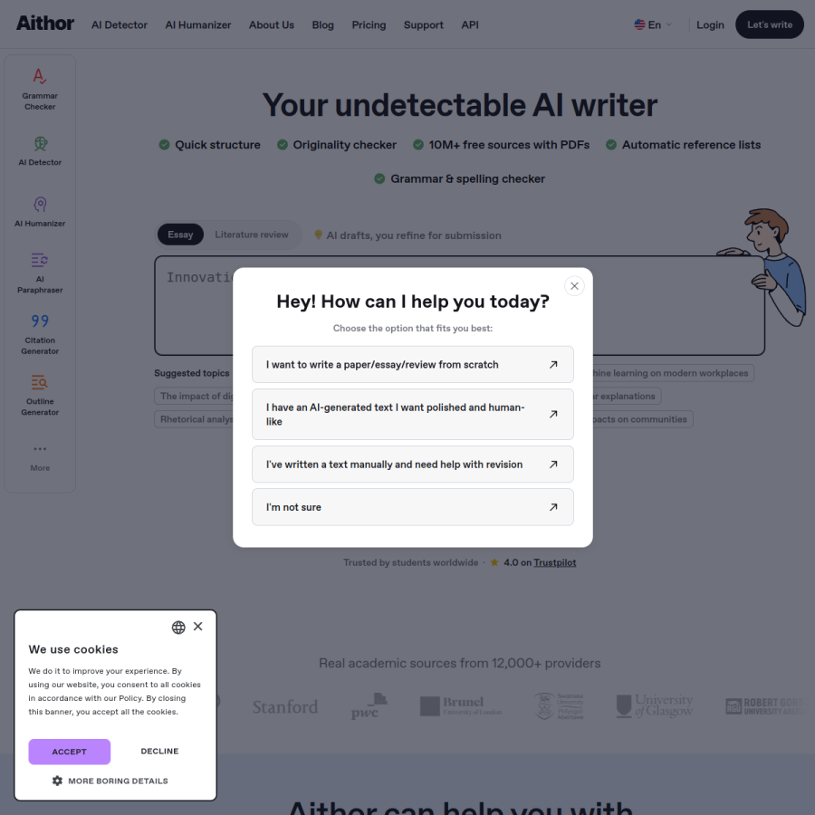 aithor.com homepage screenshot