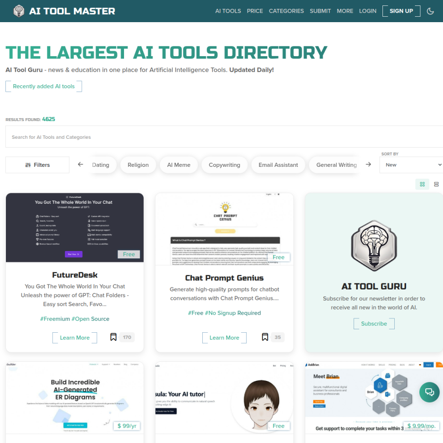 aitoolguru.com homepage screenshot