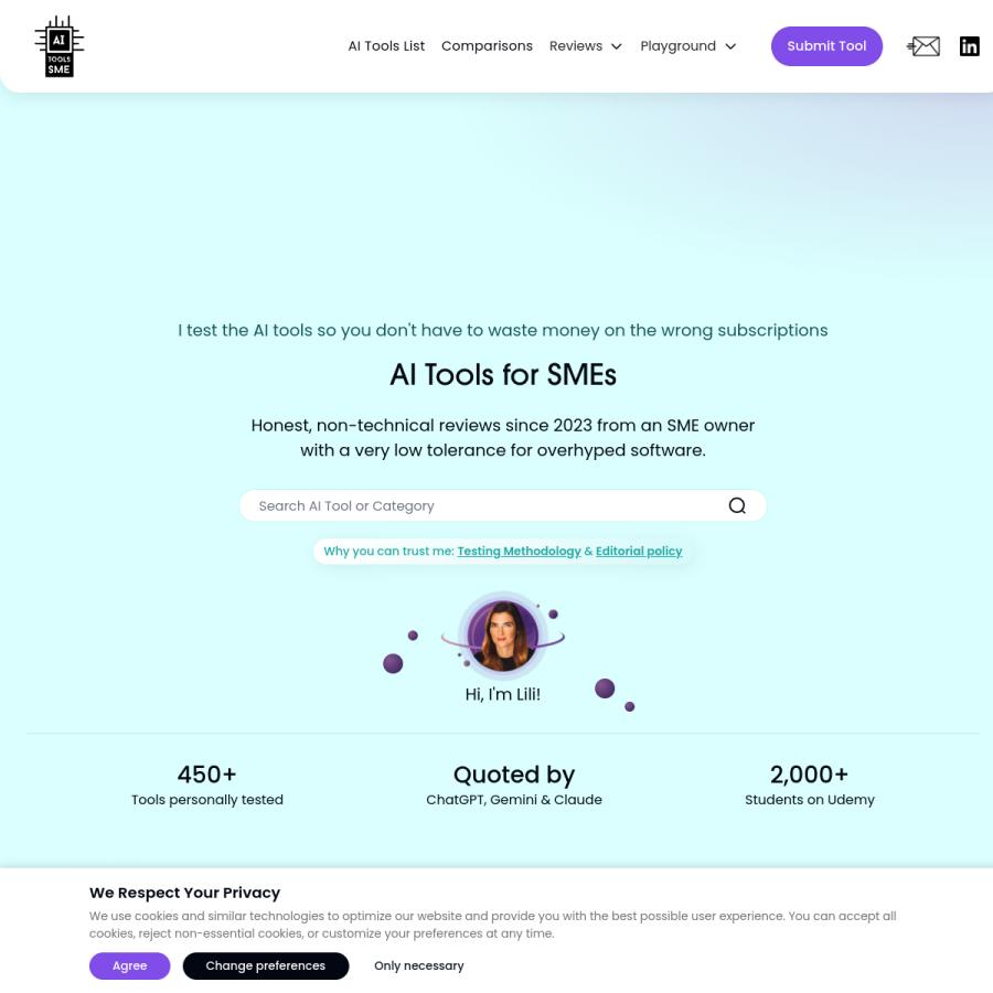 aitoolssme.com homepage screenshot