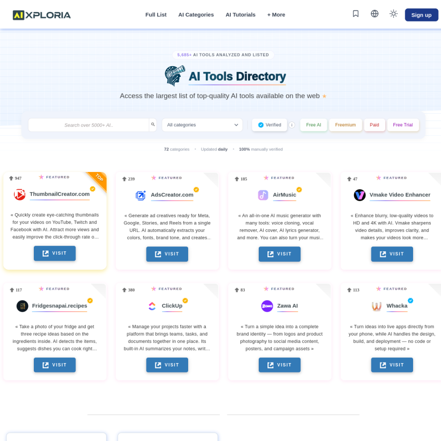 aixploria.com homepage screenshot