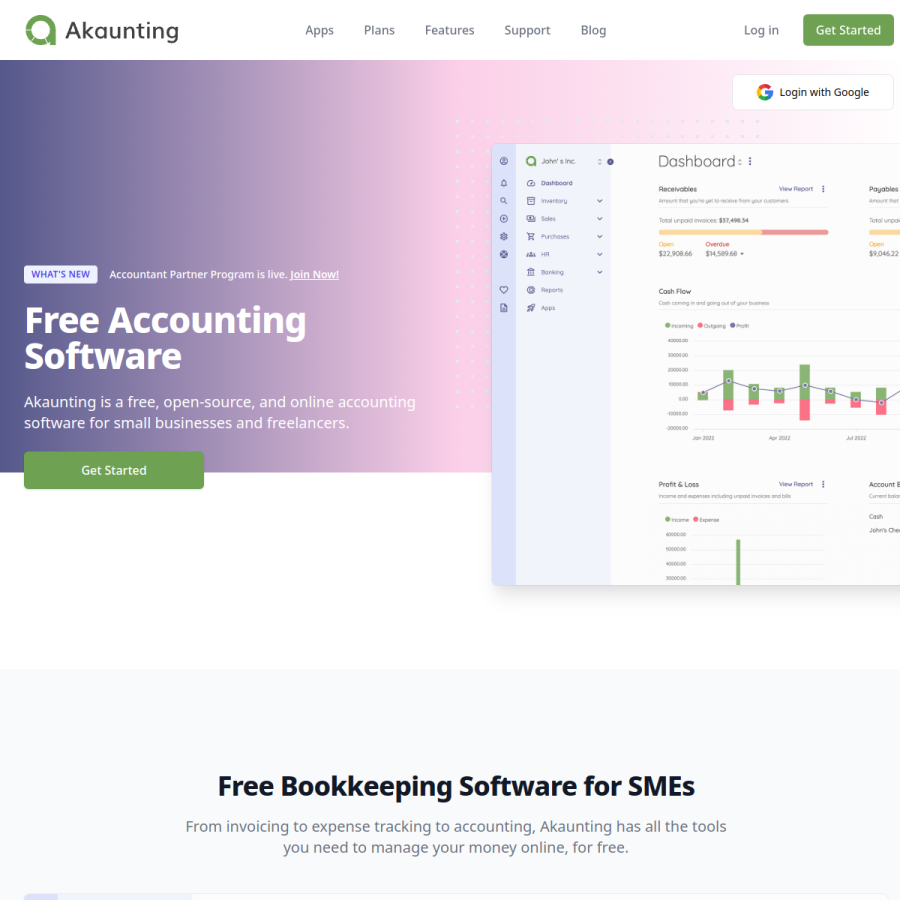 akaunting.com homepage screenshot