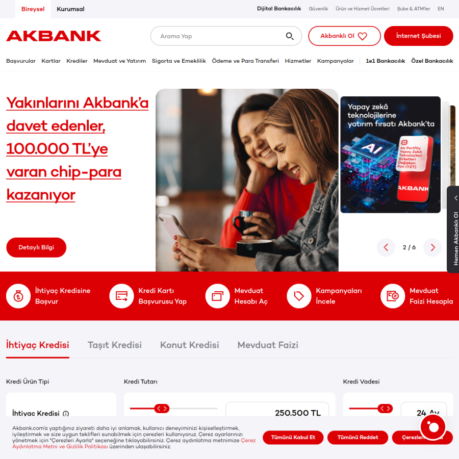 akbank.com homepage screenshot