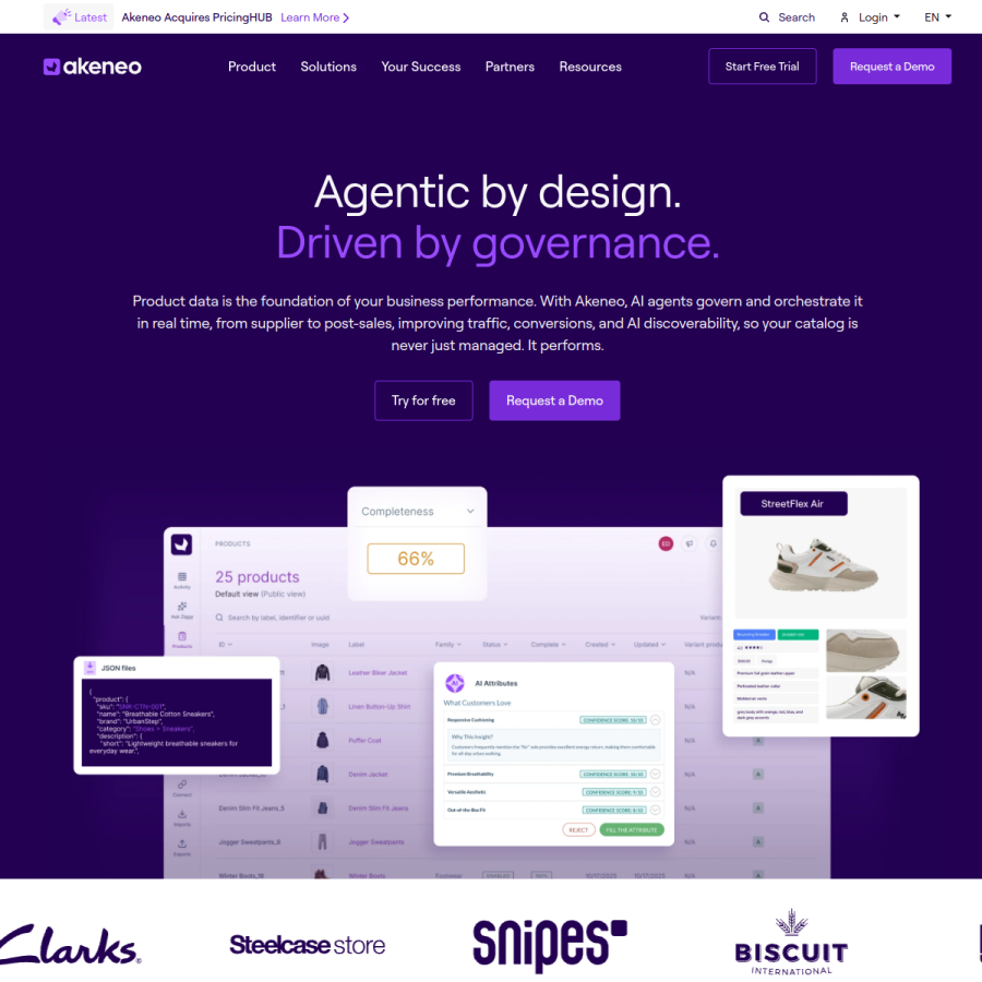 akeneo.com homepage screenshot