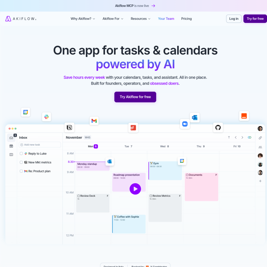 akiflow.com homepage screenshot