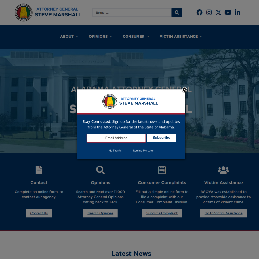 alabamaag.gov homepage screenshot