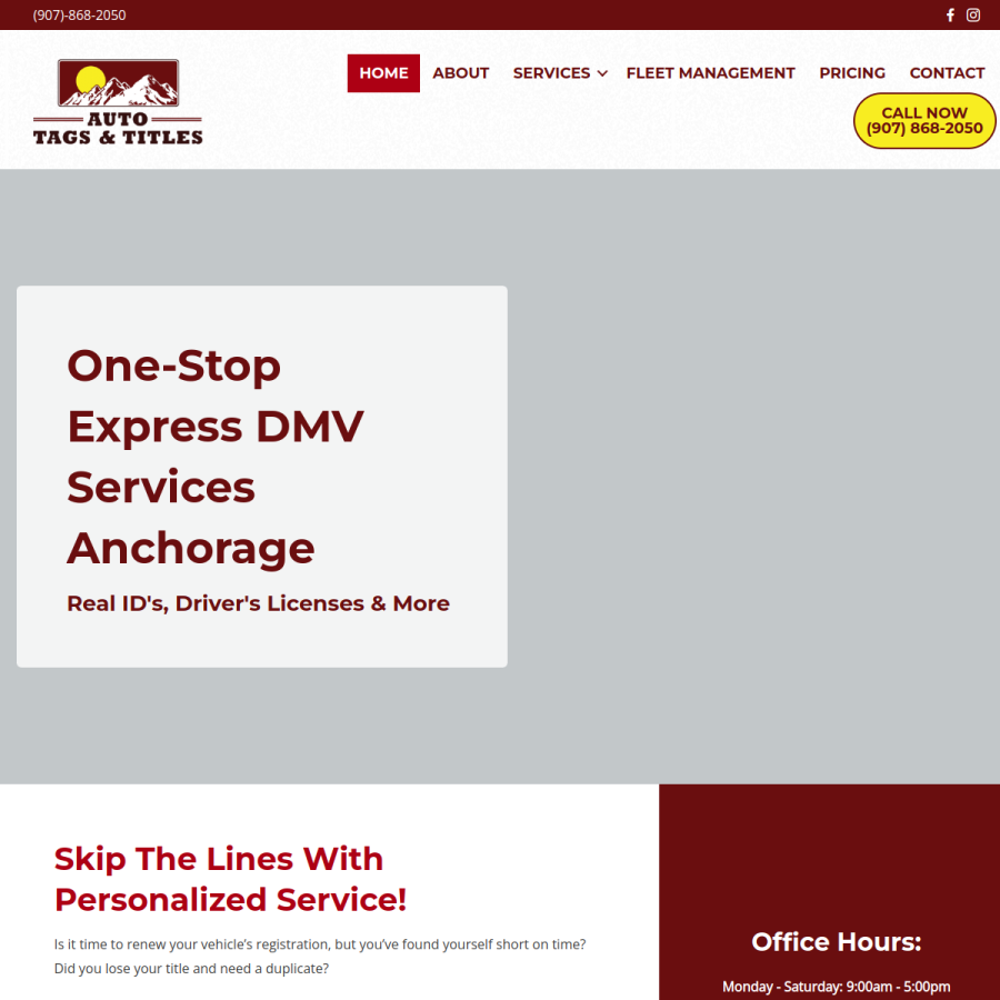 alaskadmvservices.com homepage screenshot