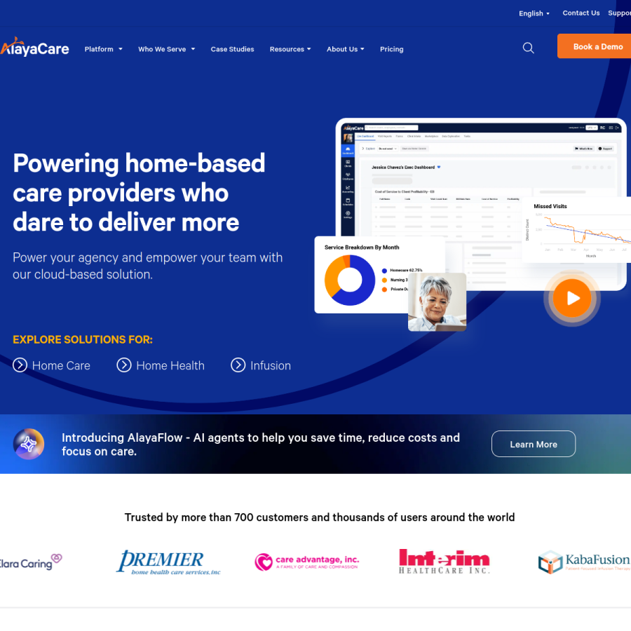 alayacare.com homepage screenshot