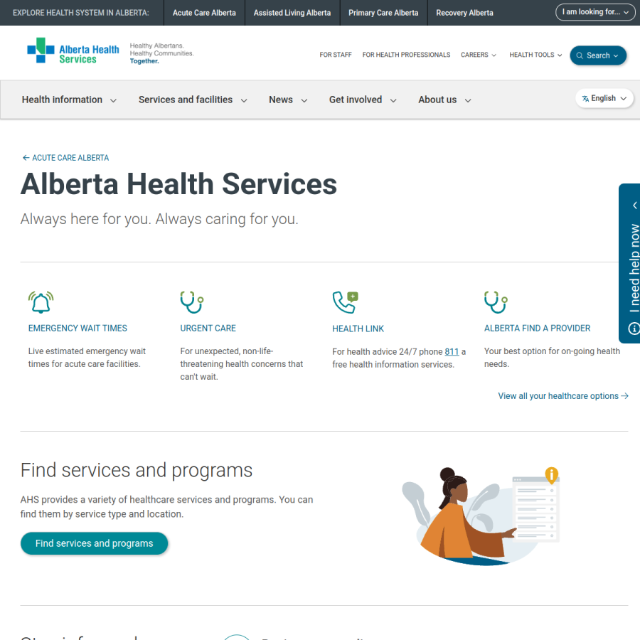 albertahealthservices.ca homepage screenshot